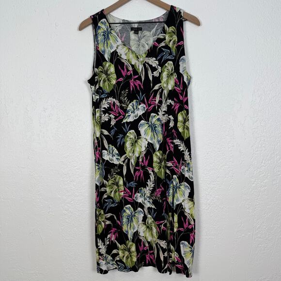 J. Jill Dresses & Skirts - J.Jill Wearever Collection Tropical Floral Sleeveless V-neck Dress Size Medium